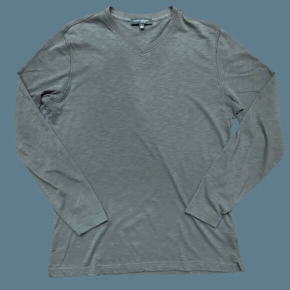 Robert Barakett Casual Clay Grey Lightweight V-Neck Cotton T-Shirt Men's Large - Picture 1 of 7